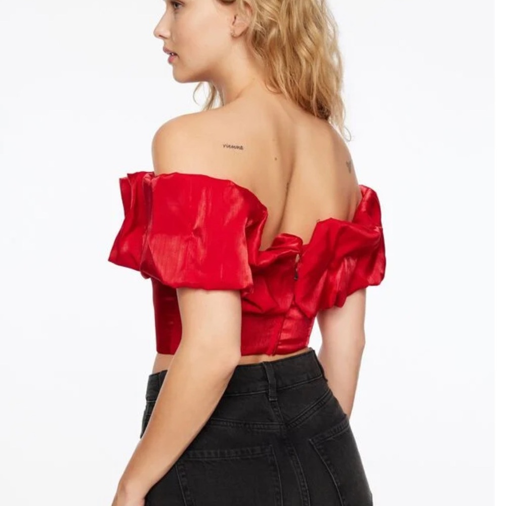 Ruffle Off Shoulder Statement Top